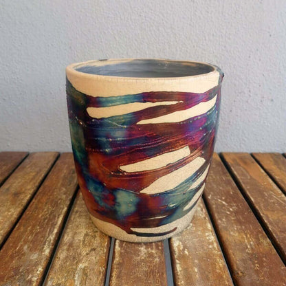 Raku pottery vase ceramic home decor
