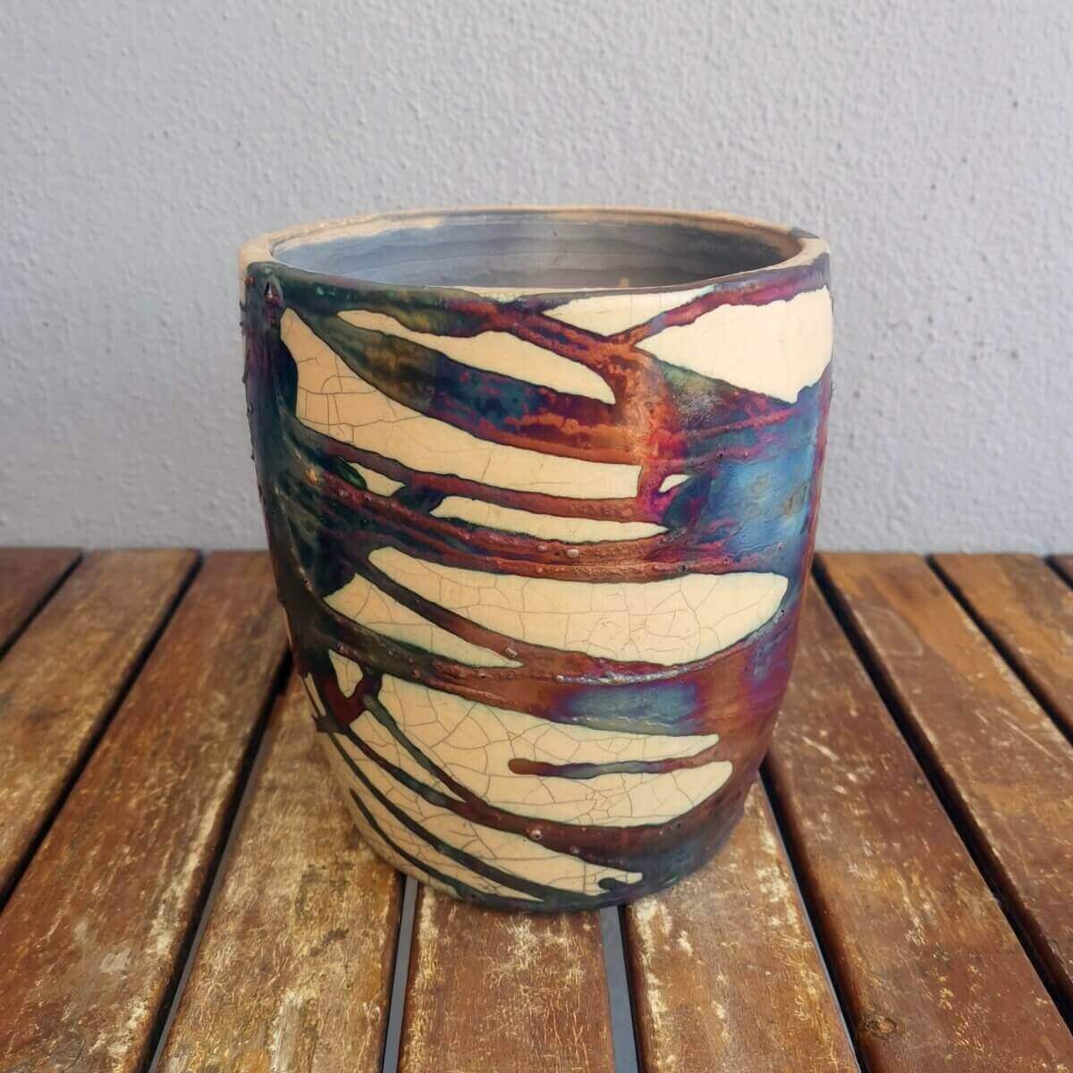 Raku pottery vase ceramic home decor