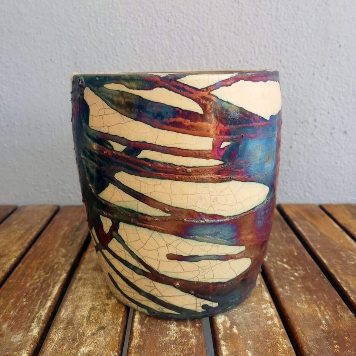 Raku pottery vase ceramic home decor