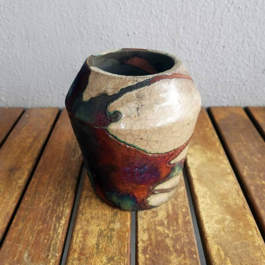 Hoseki Ceramic Raku Pottery Vase Unique Handmade ceramic pottery raku vases, urns, and home decor, sculptures, wall decor, gifts by Adil Ghani