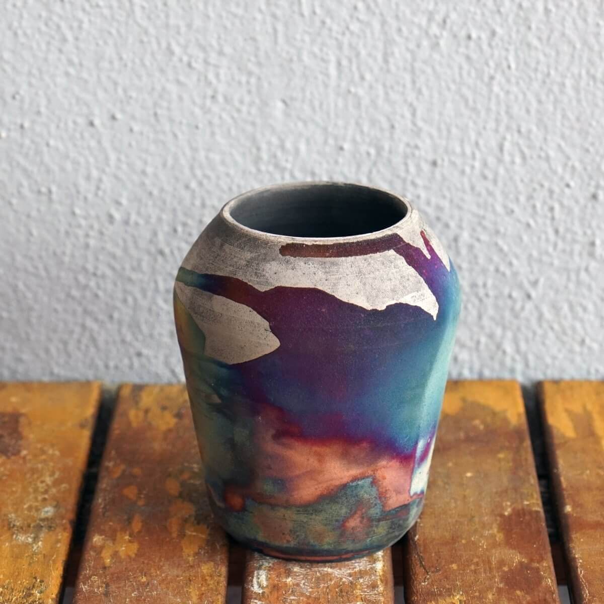 Hoseki Ceramic Raku Pottery Vase Unique Handmade ceramic pottery raku vases, urns, and home decor, sculptures, wall decor, gifts by Adil Ghani