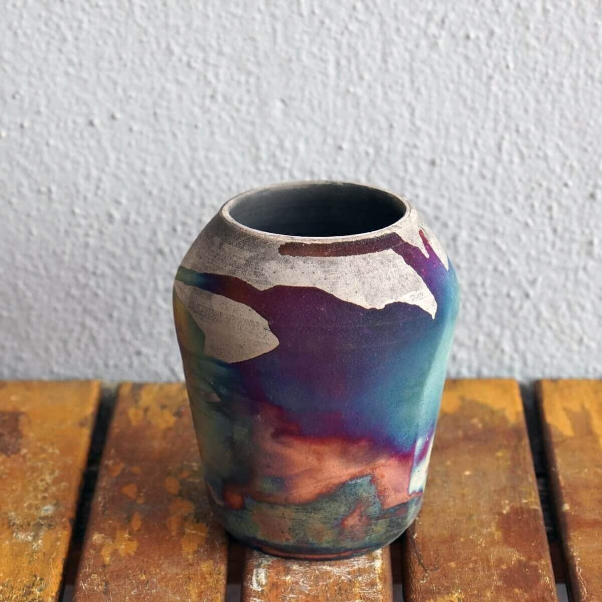 Raku pottery vase ceramic home decor