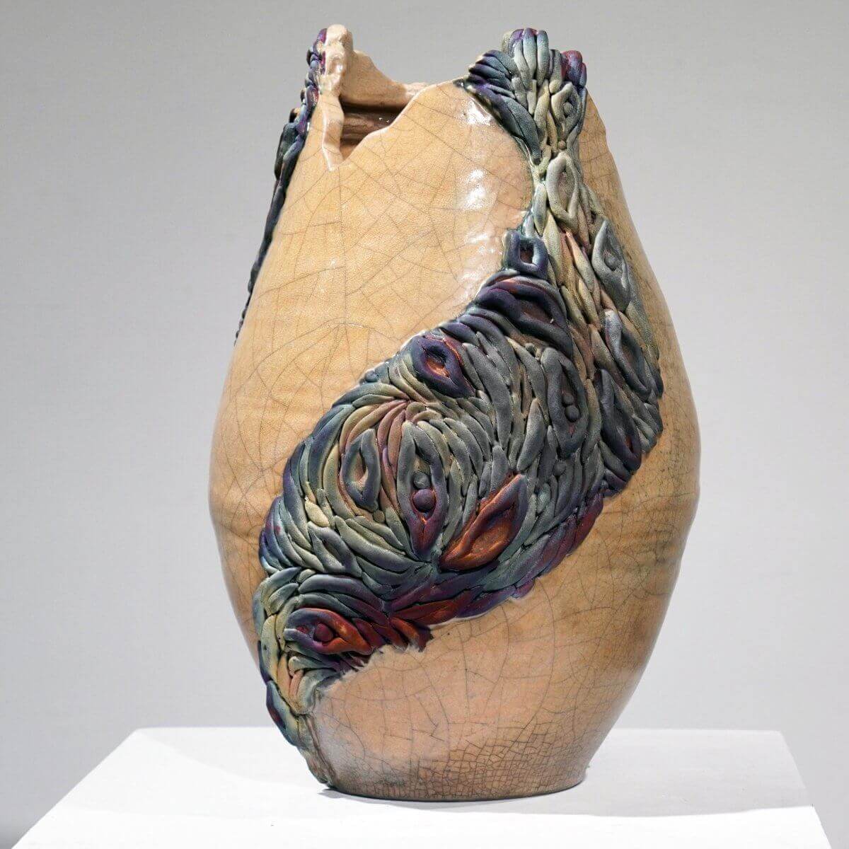 Human - life magnified collection raku ceramic pottery sculpture by Adil Ghani Unique Handmade ceramic pottery raku vases, urns, and home decor, sculptures, wall decor, gifts by Adil Ghani