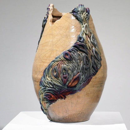 Human - life magnified collection raku ceramic pottery sculpture by Adil Ghani Unique Handmade ceramic pottery raku vases, urns, and home decor, sculptures, wall decor, gifts by Adil Ghani
