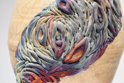 Human - life magnified collection raku ceramic pottery sculpture by Adil Ghani Unique Handmade ceramic pottery raku vases, urns, and home decor, sculptures, wall decor, gifts by Adil Ghani