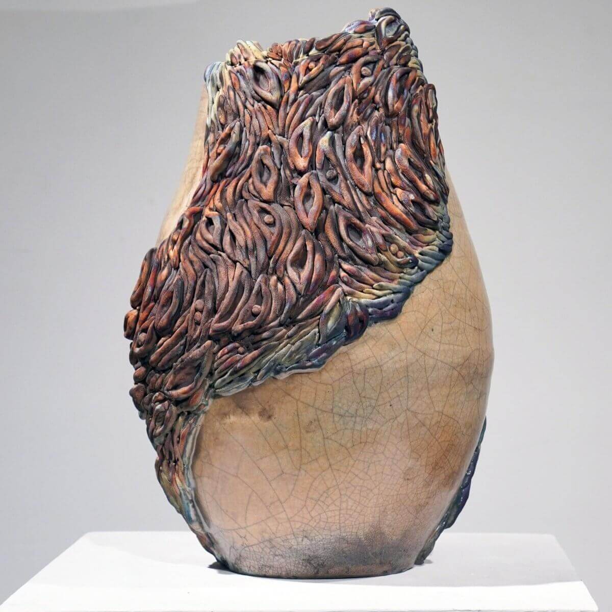 Human - life magnified collection raku ceramic pottery sculpture by Adil Ghani Unique Handmade ceramic pottery raku vases, urns, and home decor, sculptures, wall decor, gifts by Adil Ghani