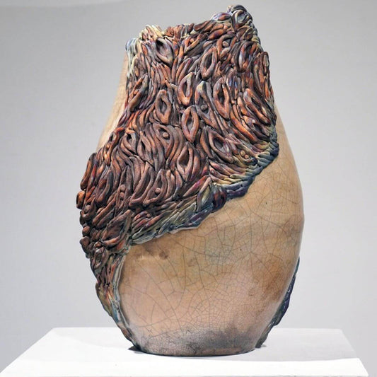 Human - life magnified collection raku ceramic pottery sculpture by Adil Ghani Unique Handmade ceramic pottery raku vases, urns, and home decor, sculptures, wall decor, gifts by Adil Ghani