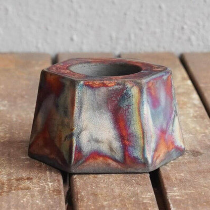 Keihatsu tealight, candle and incense ceramic holder Unique Handmade ceramic pottery raku vases, urns, and home decor, sculptures, wall decor, gifts by Adil Ghani