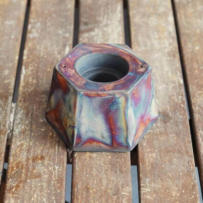 Keihatsu tealight, candle and incense ceramic holder Unique Handmade ceramic pottery raku vases, urns, and home decor, sculptures, wall decor, gifts by Adil Ghani