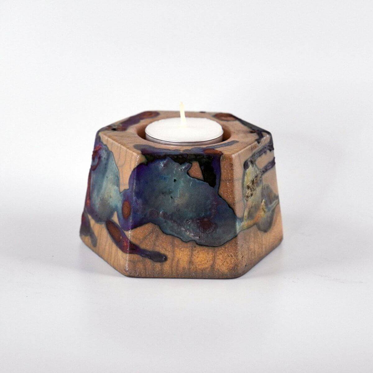 Keihatsu tealight, candle and incense ceramic holder Unique Handmade ceramic pottery raku vases, urns, and home decor, sculptures, wall decor, gifts by Adil Ghani