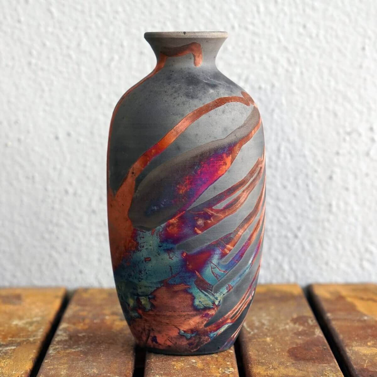 Koban Ceramic Raku Pottery Vase with Water Tube Unique Handmade ceramic pottery raku vases, urns, and home decor, sculptures, wall decor, gifts by Adil Ghani