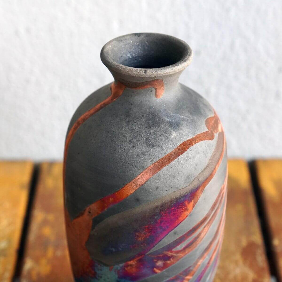 Koban Ceramic Raku Pottery Vase with Water Tube Unique Handmade ceramic pottery raku vases, urns, and home decor, sculptures, wall decor, gifts by Adil Ghani