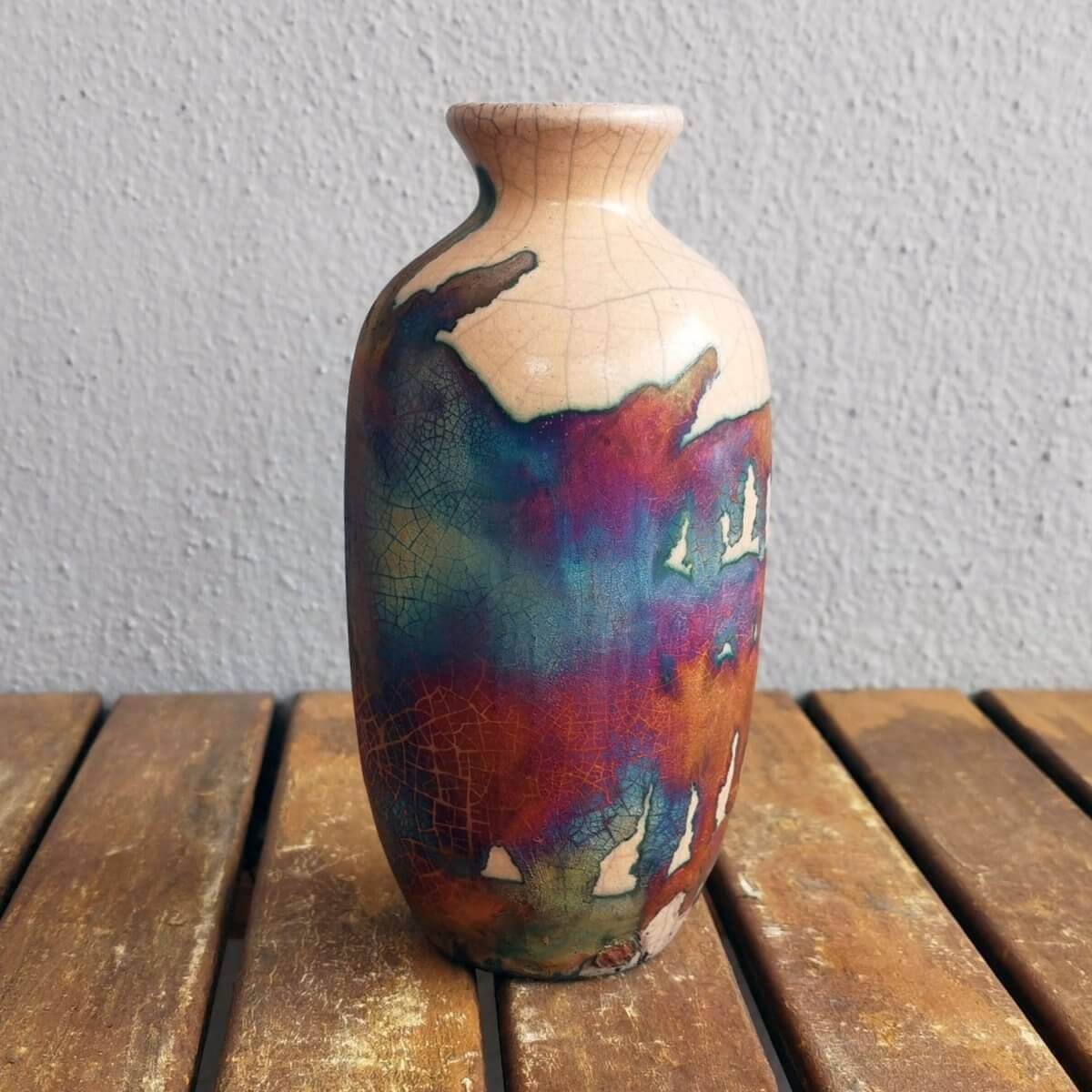 Koban Ceramic Raku Pottery Vase with Water Tube Unique Handmade ceramic pottery raku vases, urns, and home decor, sculptures, wall decor, gifts by Adil Ghani