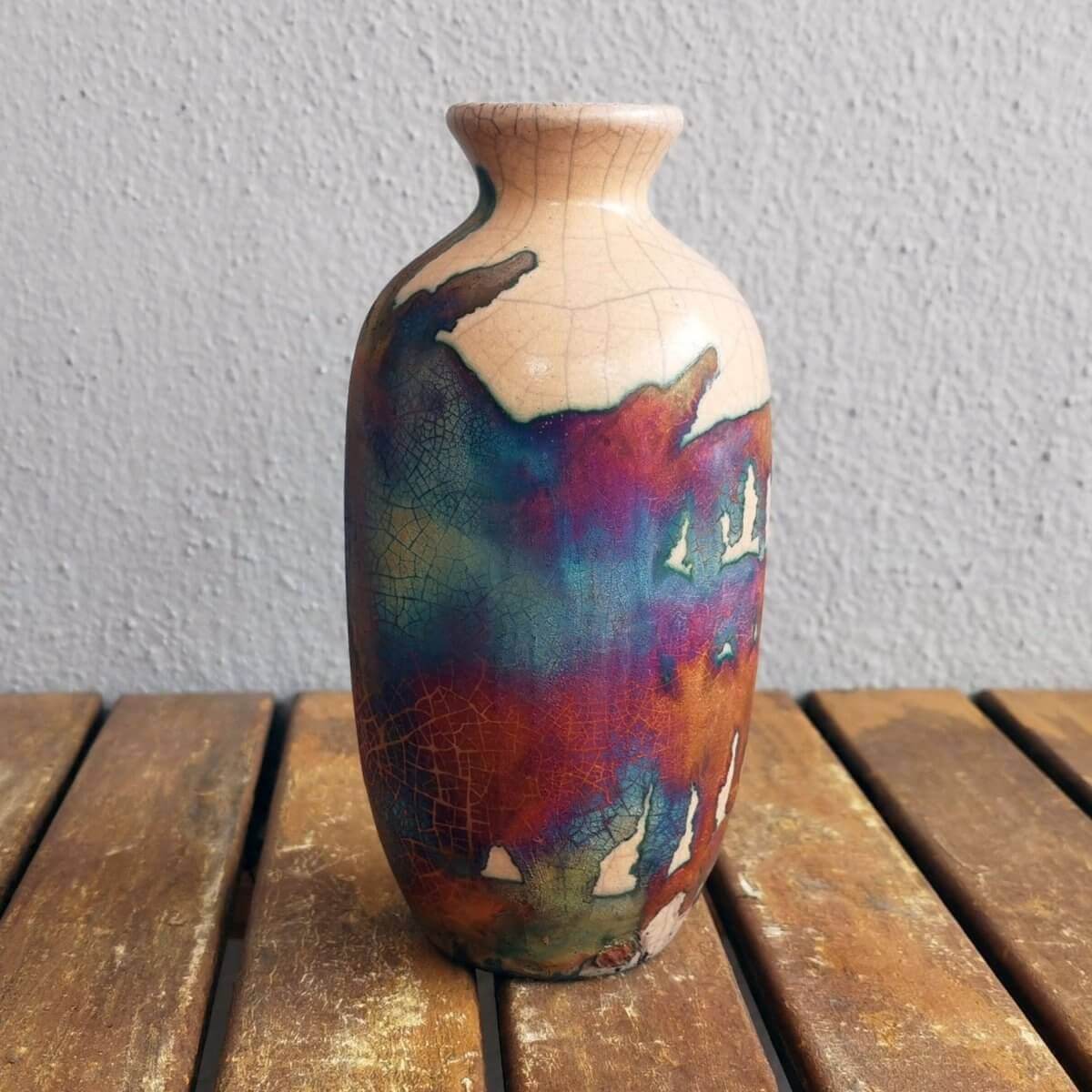 Raku pottery vase ceramic home decor