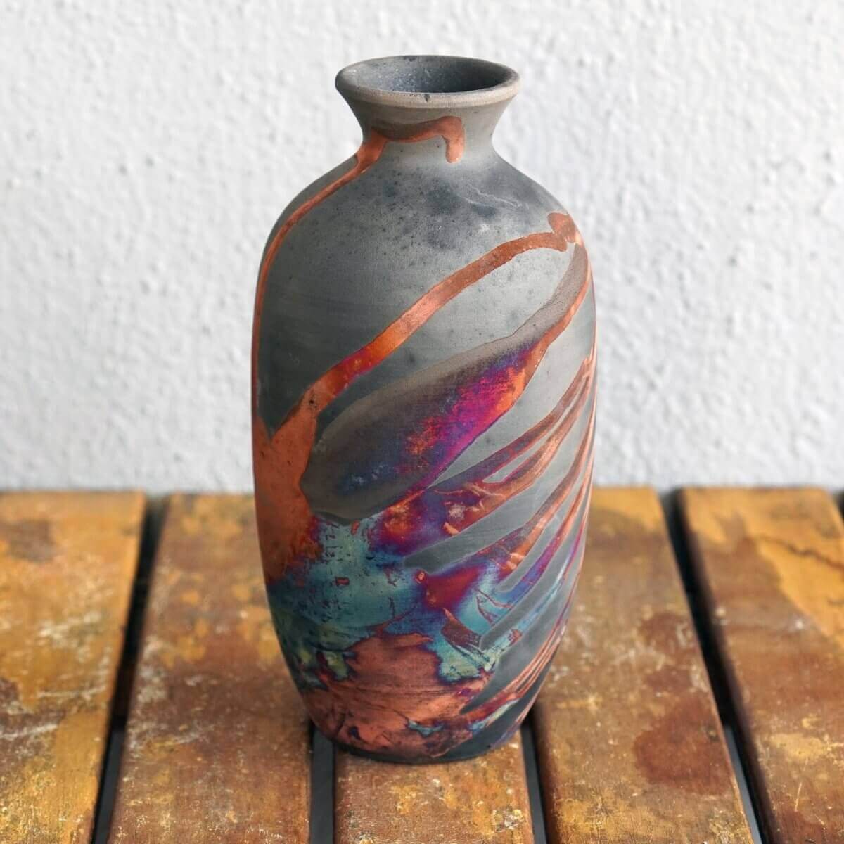 Raku pottery vase ceramic home decor