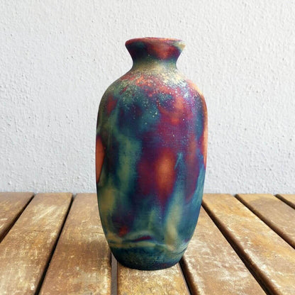 Koban Ceramic Raku Pottery Vase with Water Tube Unique Handmade ceramic pottery raku vases, urns, and home decor, sculptures, wall decor, gifts by Adil Ghani