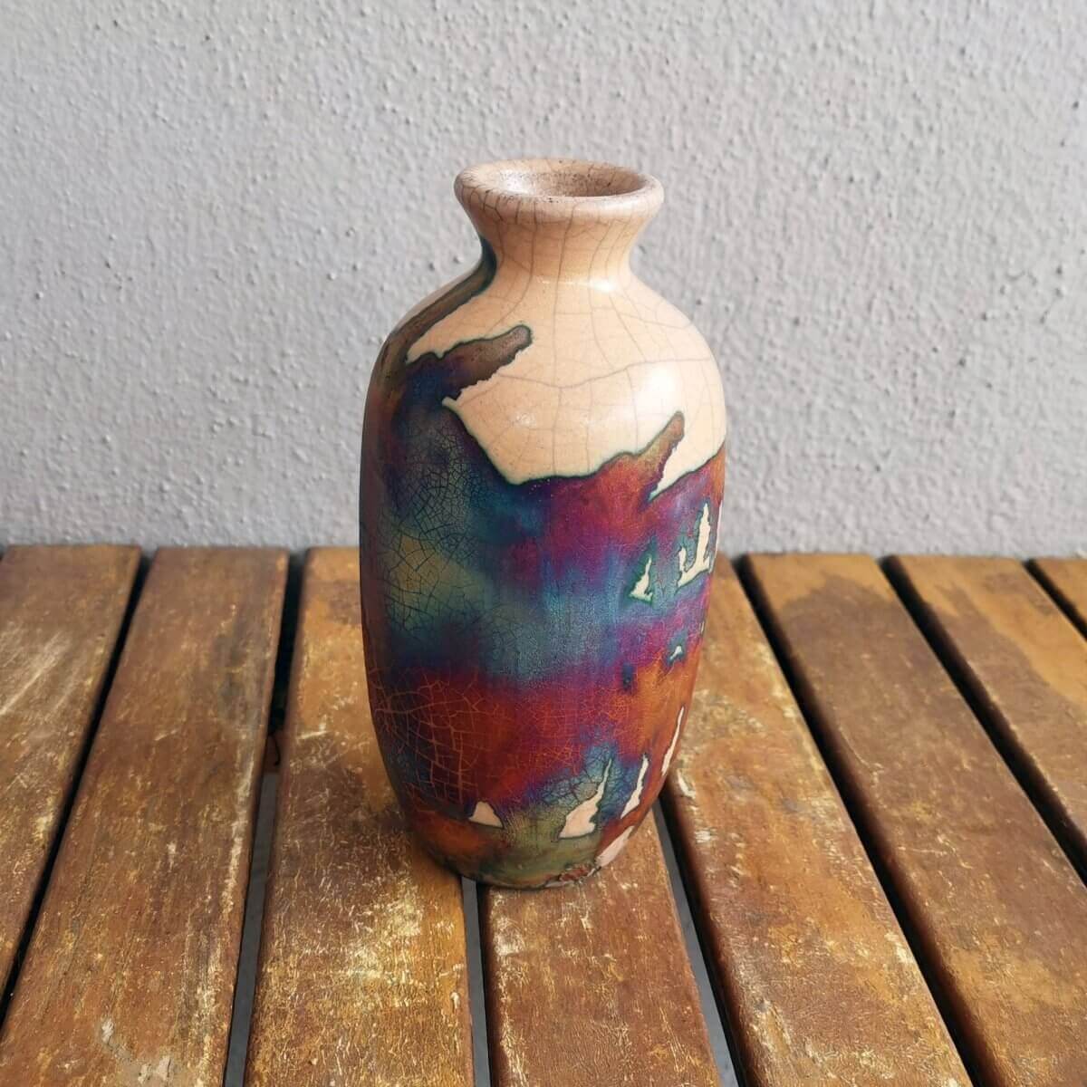 Koban Ceramic Raku Pottery Vase with Water Tube Unique Handmade ceramic pottery raku vases, urns, and home decor, sculptures, wall decor, gifts by Adil Ghani