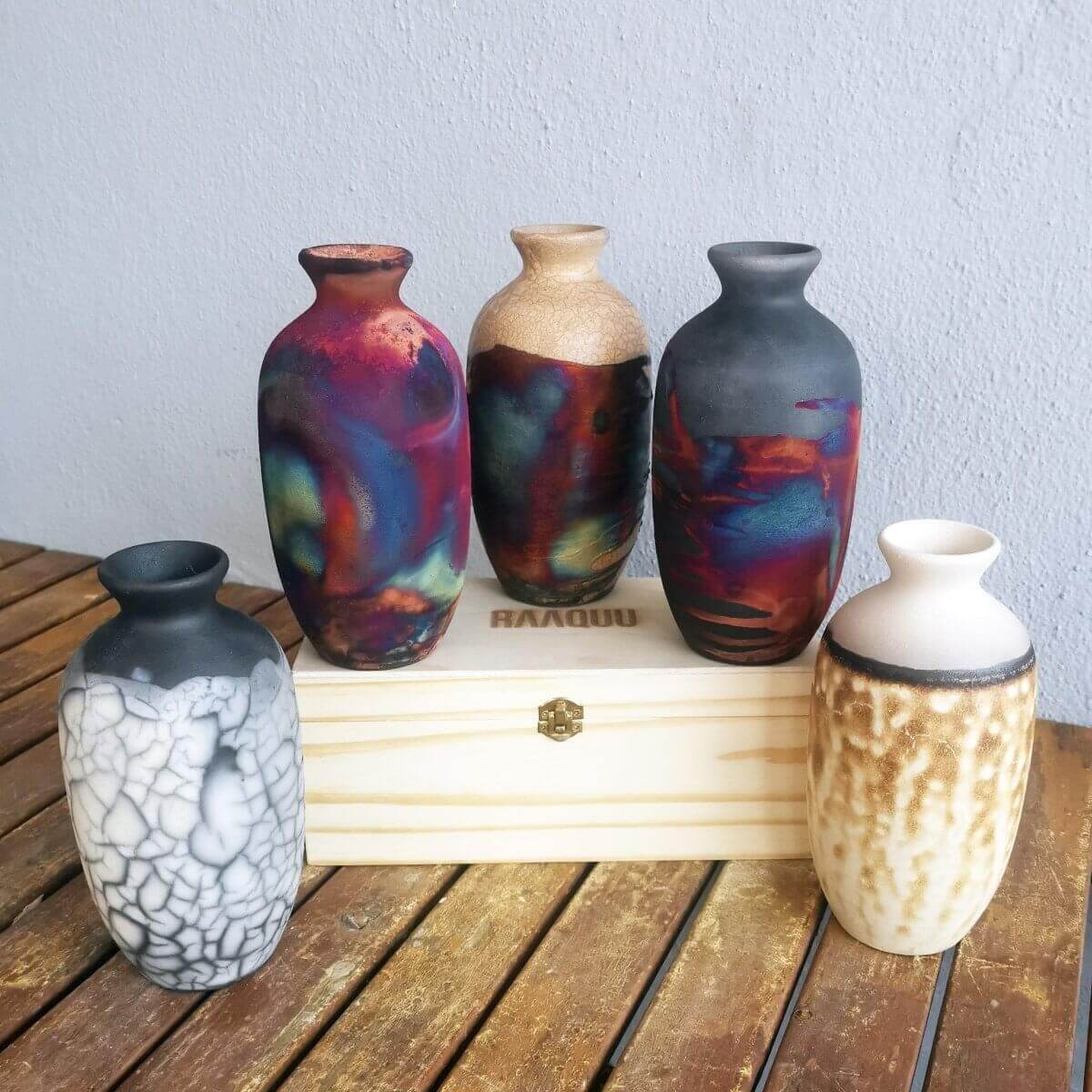 Koban Ceramic Raku Pottery Vase with Gift Box Unique Handmade ceramic pottery raku vases, urns, and home decor, sculptures, wall decor, gifts by Adil Ghani