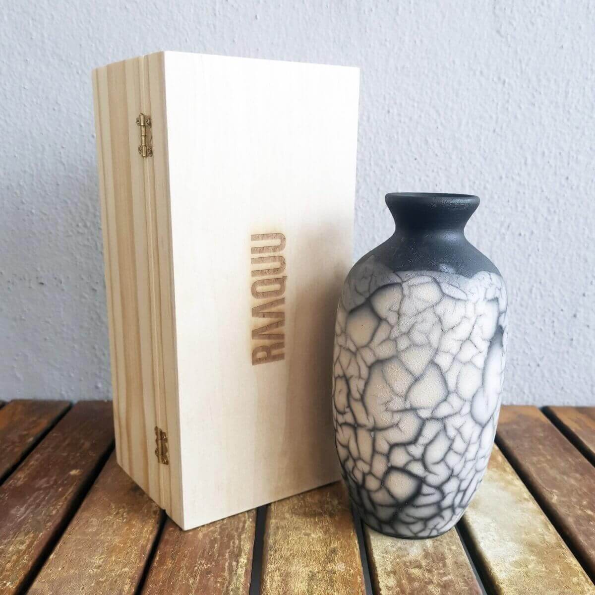 Koban Ceramic Raku Pottery Vase with Gift Box Unique Handmade ceramic pottery raku vases, urns, and home decor, sculptures, wall decor, gifts by Adil Ghani