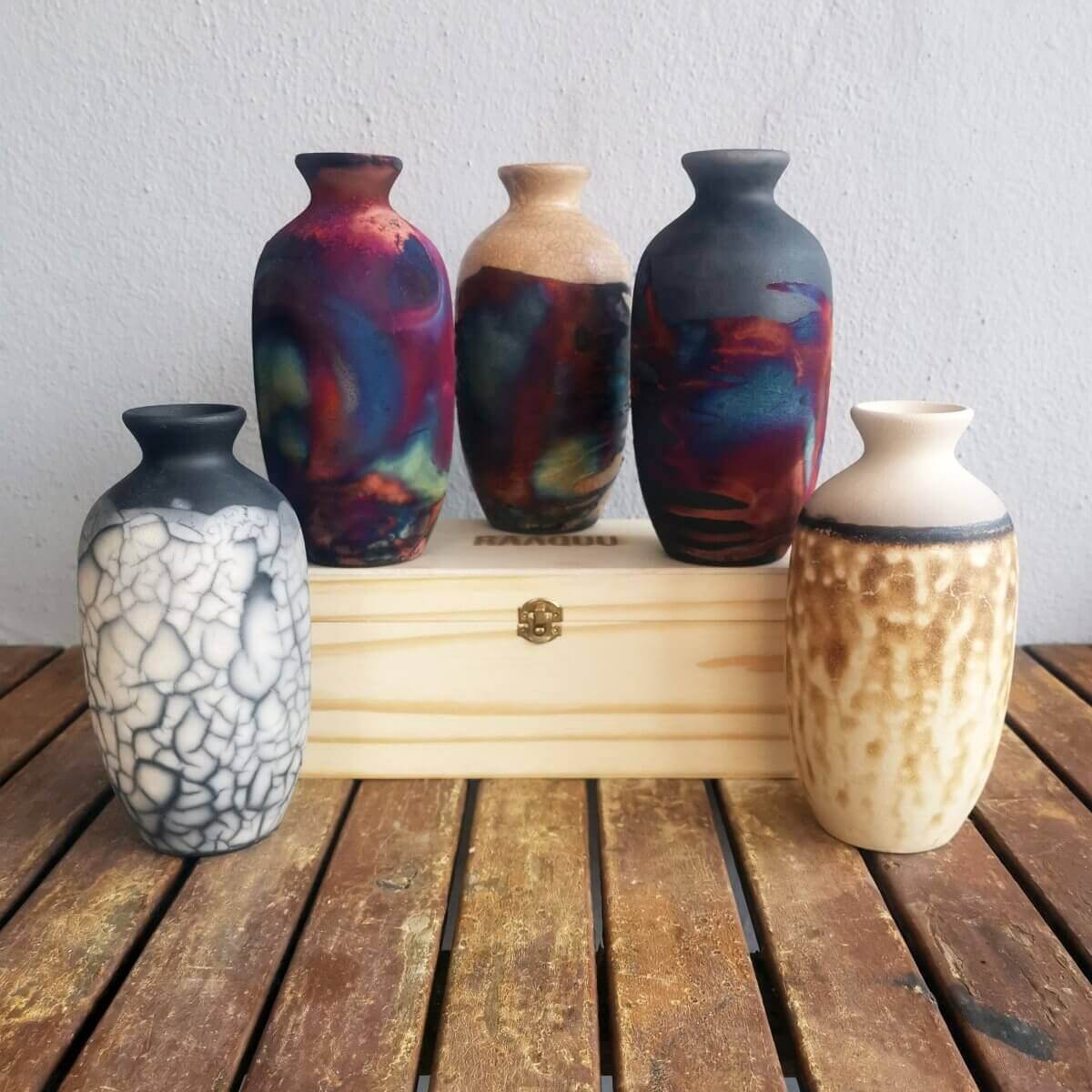 Koban Ceramic Raku Pottery Vase with Gift Box Unique Handmade ceramic pottery raku vases, urns, and home decor, sculptures, wall decor, gifts by Adil Ghani