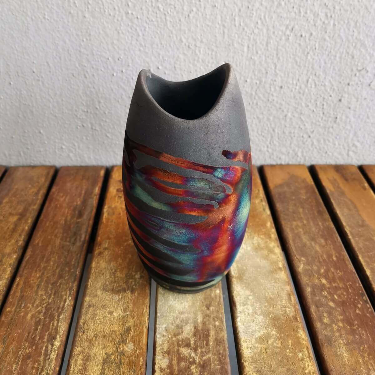 Raku pottery vase ceramic home decor