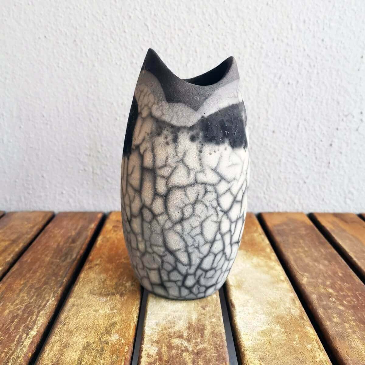 Raku pottery vase ceramic home decor