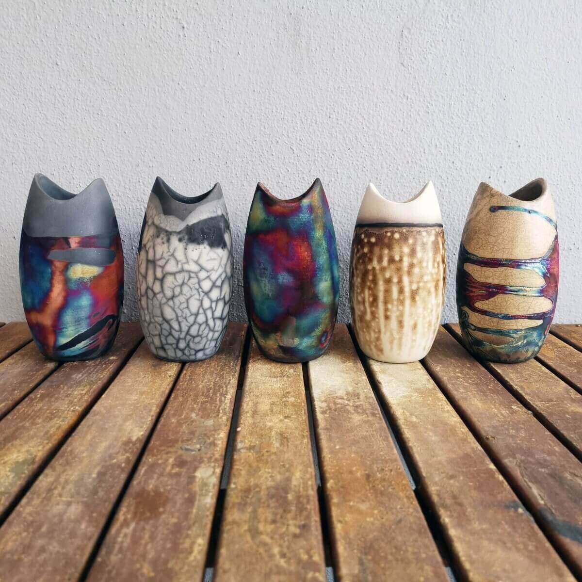 Raku pottery vase ceramic home decor