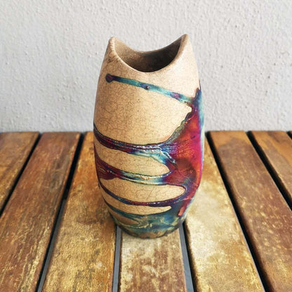 Raku pottery vase ceramic home decor