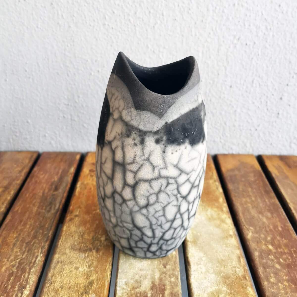 Raku pottery vase ceramic home decor
