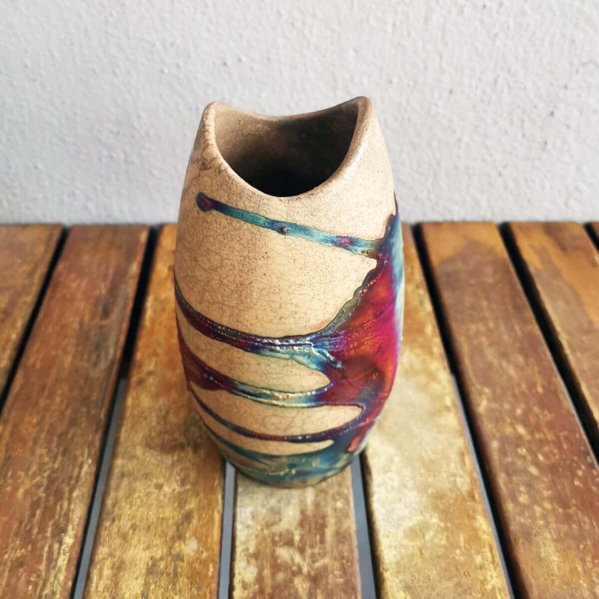 Raku pottery vase ceramic home decor