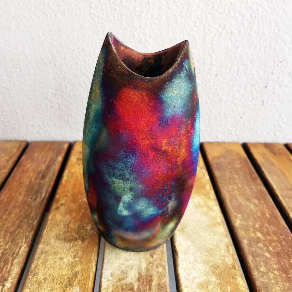 Raku pottery vase ceramic home decor