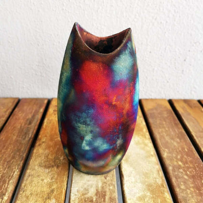 Raku pottery vase ceramic home decor