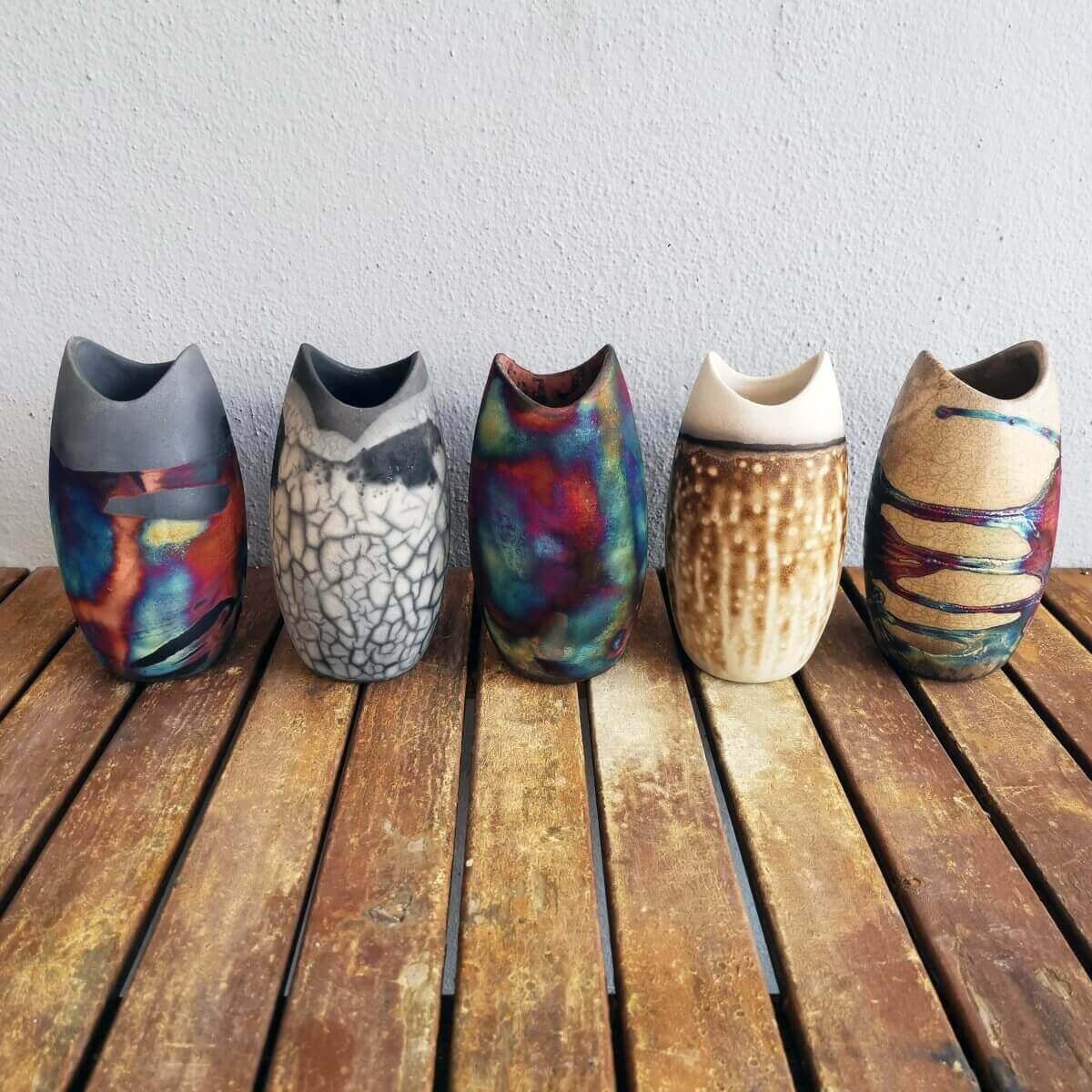 Raku pottery vase ceramic home decor