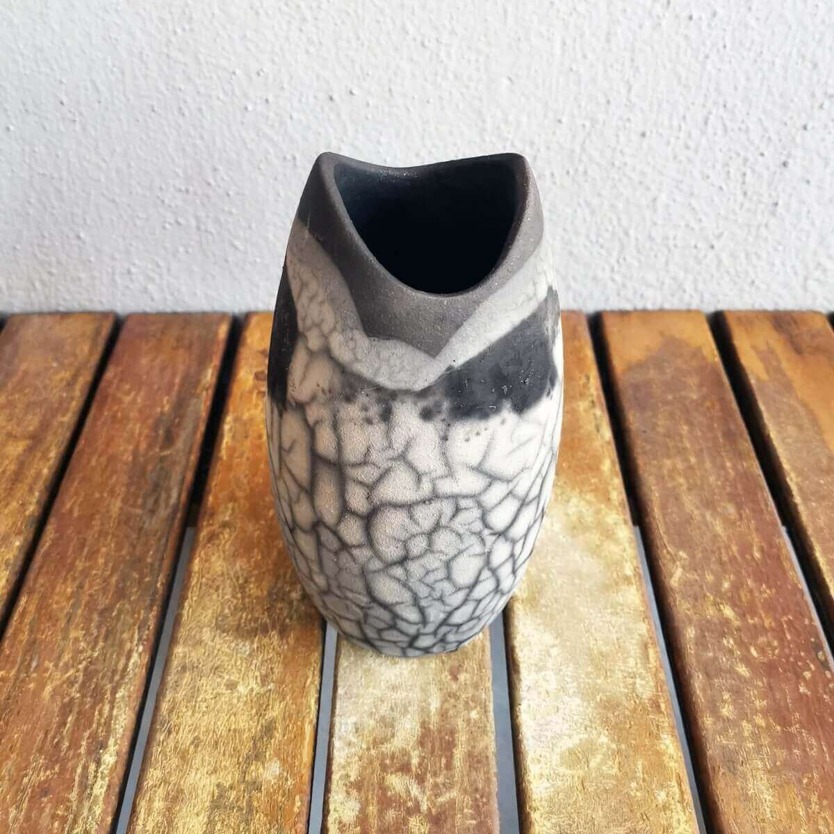 Raku pottery vase ceramic home decor