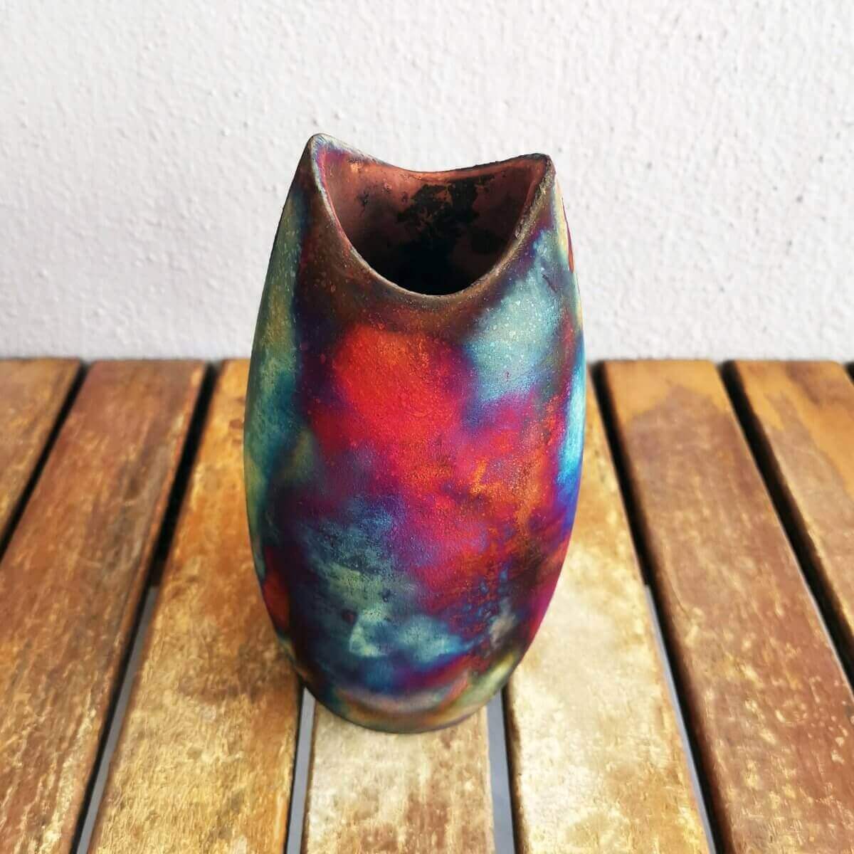 Raku pottery vase ceramic home decor