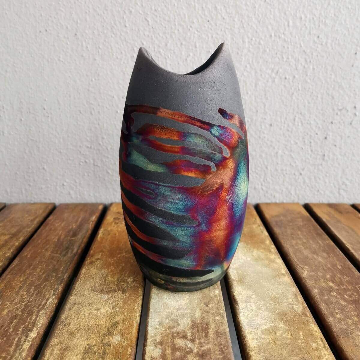 Raku pottery vase ceramic home decor