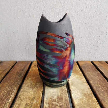 Raku pottery vase ceramic home decor