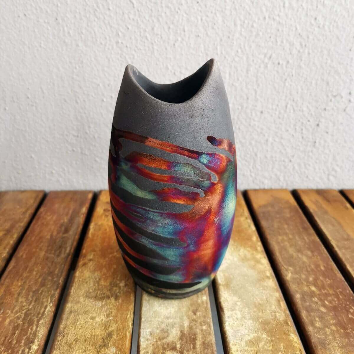 Raku pottery vase ceramic home decor