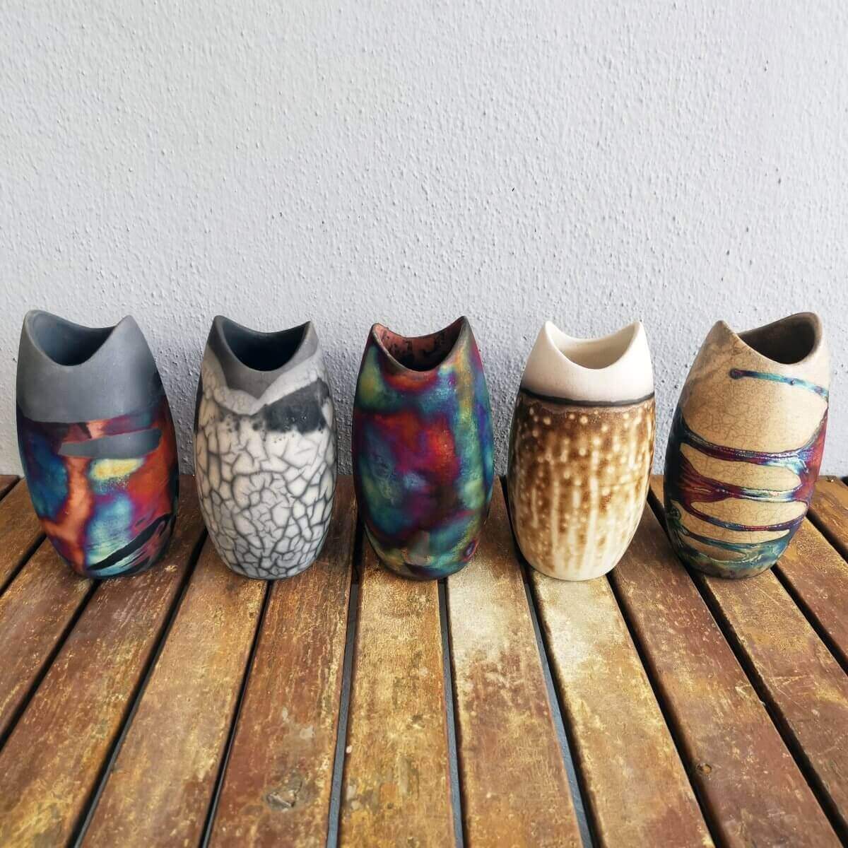 Raku pottery vase ceramic home decor