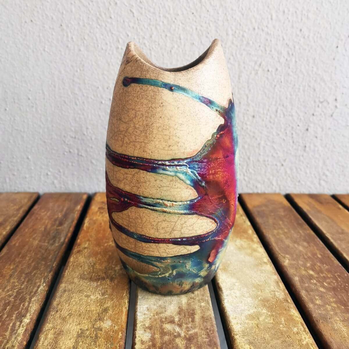 Raku pottery vase ceramic home decor