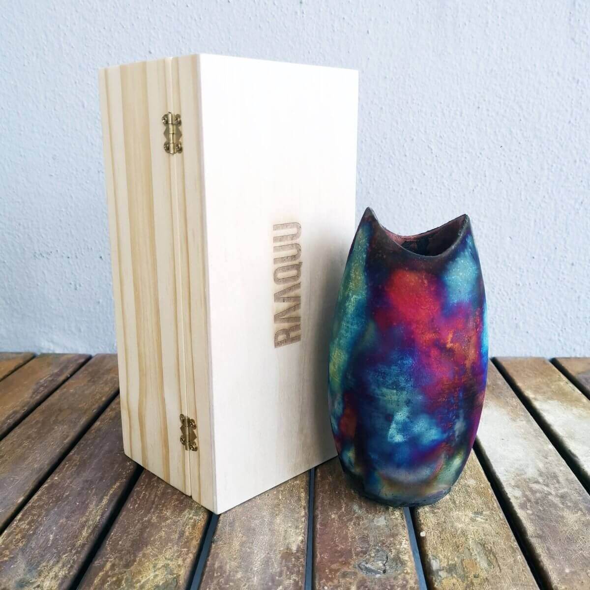 Koi Ceramic Raku Pottery Vase with Gift Box Unique Handmade ceramic pottery raku vases, urns, and home decor, sculptures, wall decor, gifts by Adil Ghani