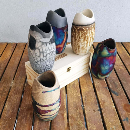 Koi Ceramic Raku Pottery Vase with Gift Box Unique Handmade ceramic pottery raku vases, urns, and home decor, sculptures, wall decor, gifts by Adil Ghani