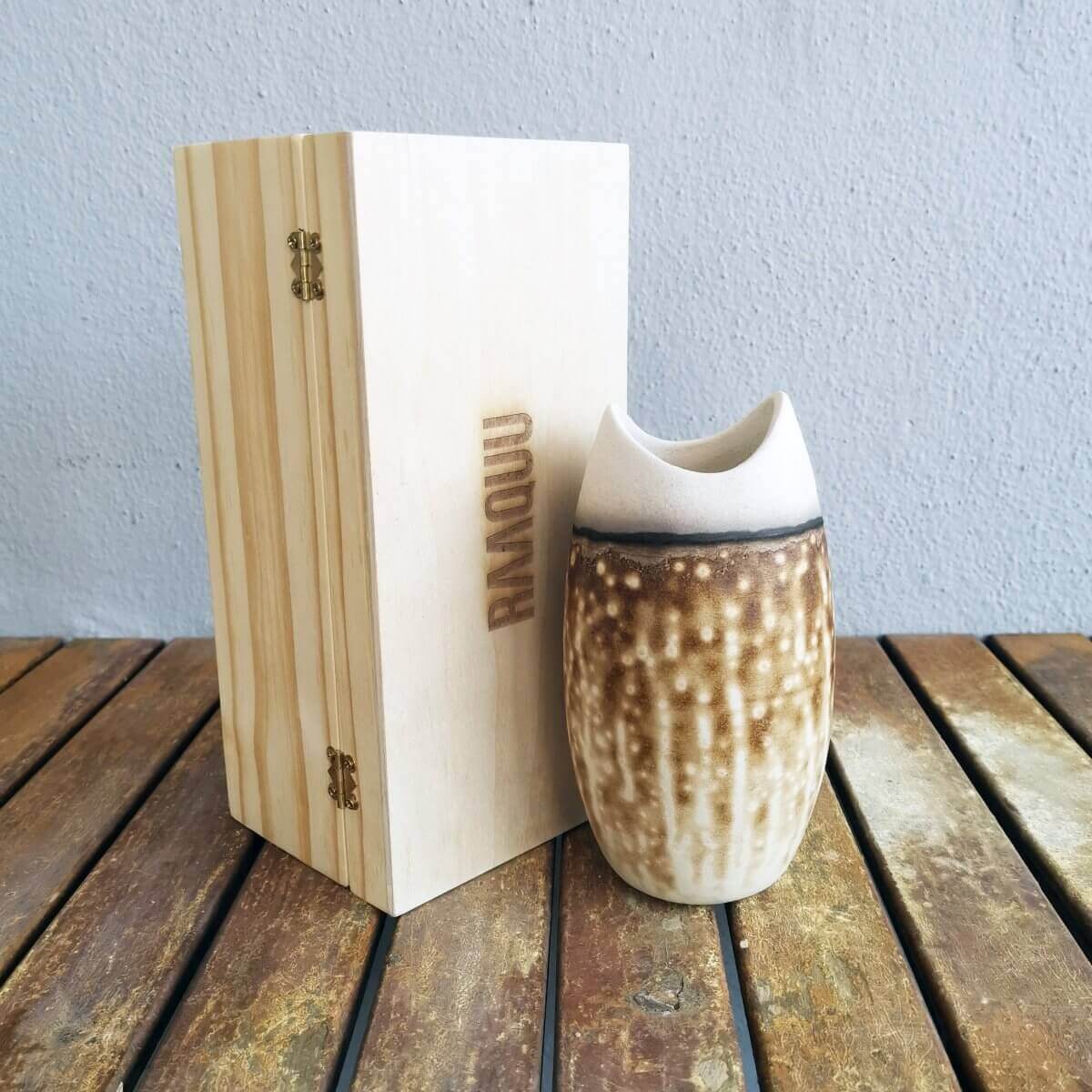 Koi Ceramic Raku Pottery Vase with Gift Box Unique Handmade ceramic pottery raku vases, urns, and home decor, sculptures, wall decor, gifts by Adil Ghani