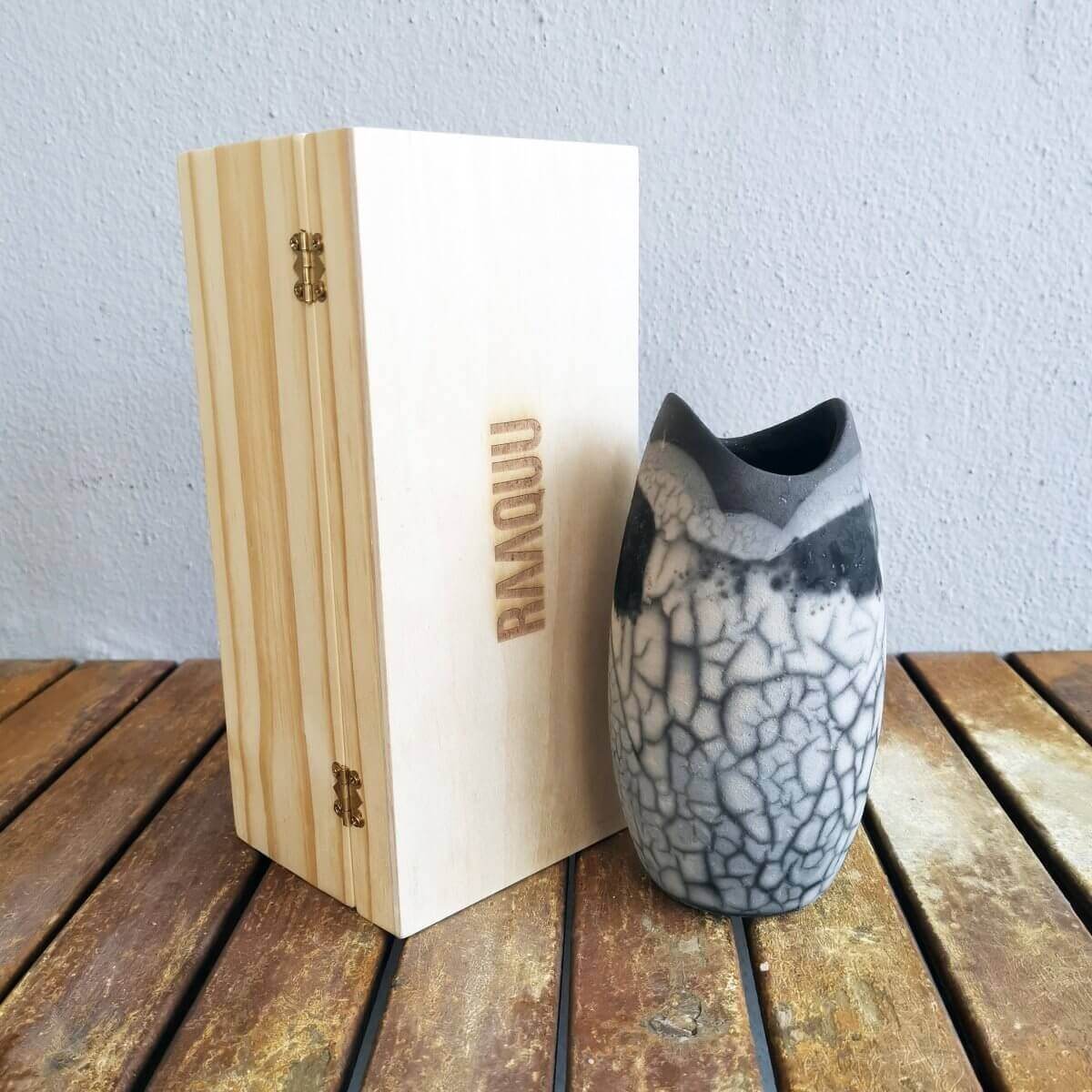 Koi Ceramic Raku Pottery Vase with Gift Box Unique Handmade ceramic pottery raku vases, urns, and home decor, sculptures, wall decor, gifts by Adil Ghani