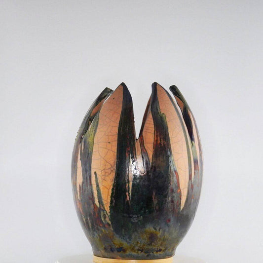 Raku pottery vase ceramic home decor