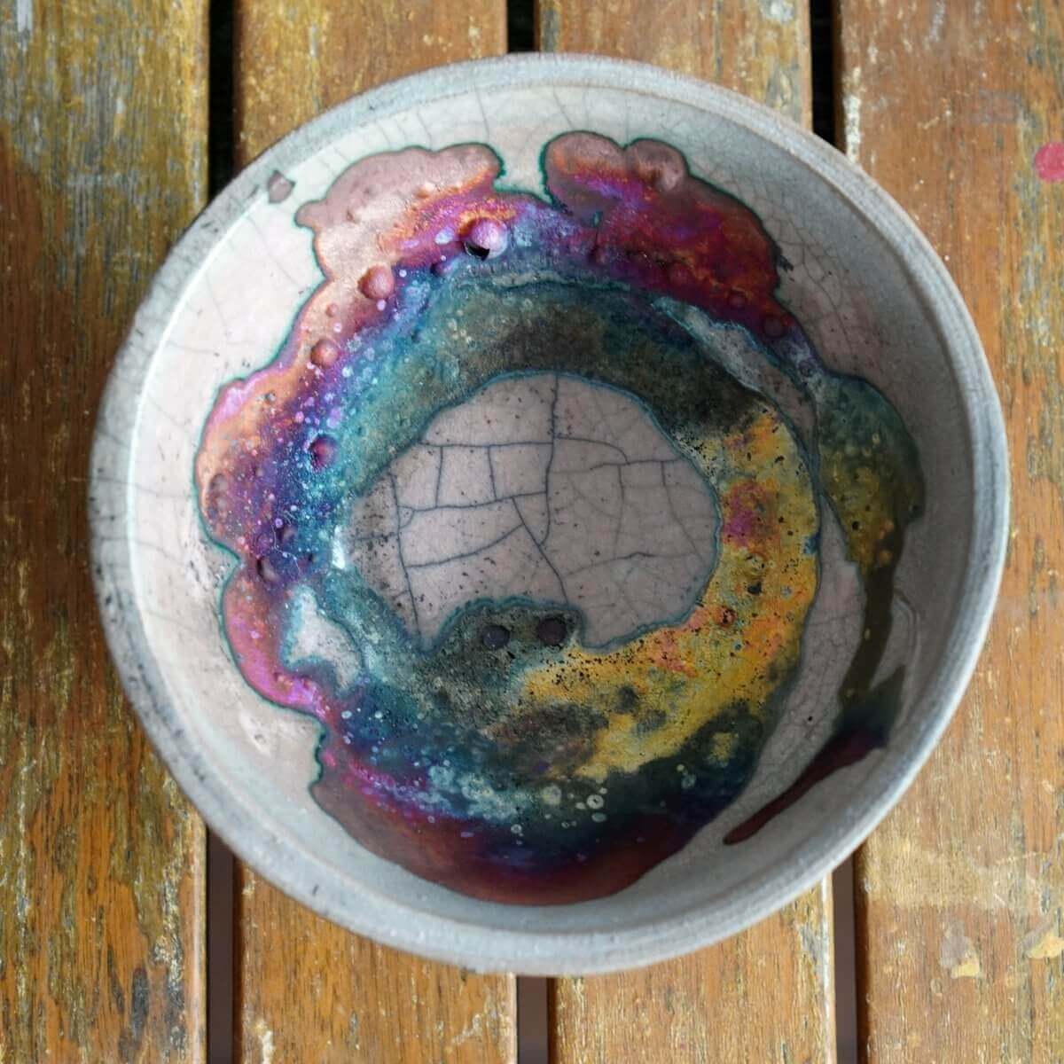 Mizu Ceramic Raku Pottery Bowl Unique Handmade ceramic pottery raku vases, urns, and home decor, sculptures, wall decor, gifts by Adil Ghani