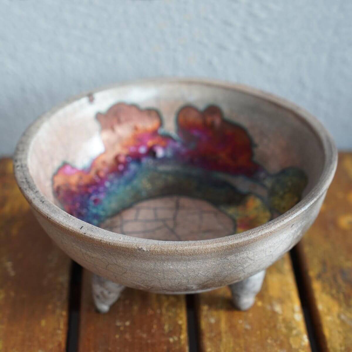 Mizu Ceramic Raku Pottery Bowl Unique Handmade ceramic pottery raku vases, urns, and home decor, sculptures, wall decor, gifts by Adil Ghani