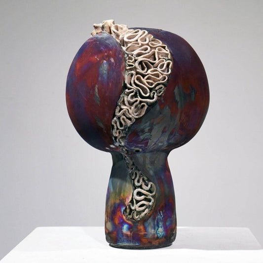 Mother - life magnified collection raku ceramic pottery sculpture by Adil Ghani Unique Handmade ceramic pottery raku vases, urns, and home decor, sculptures, wall decor, gifts by Adil Ghani