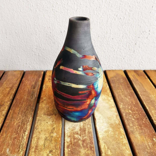 Raku pottery vase ceramic home decor