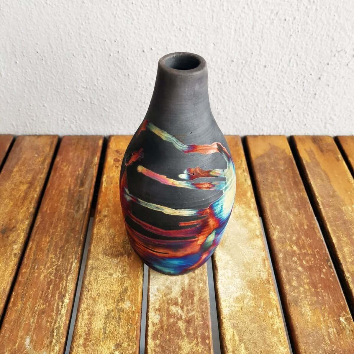 Raku pottery vase ceramic home decor